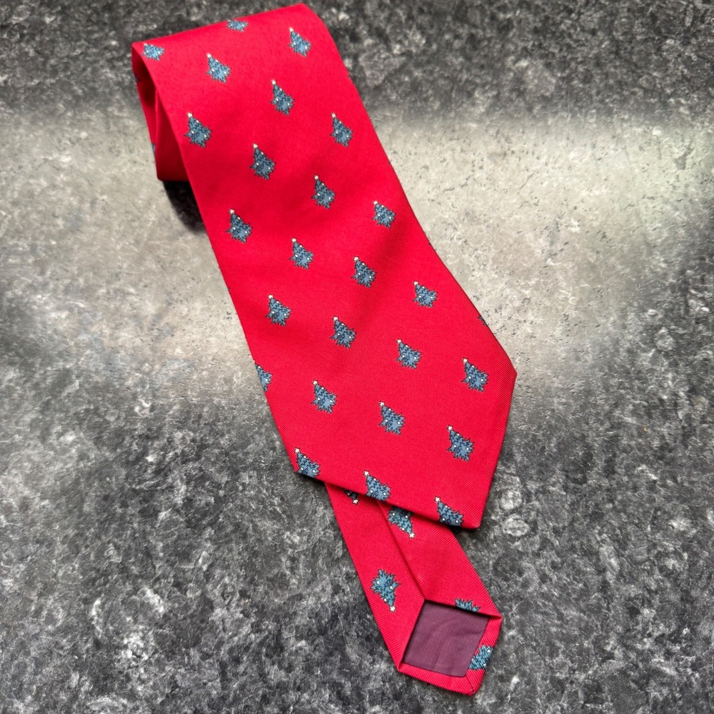 Vintage Guy Laroche Christmas Tree Silk Tie